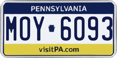 PA license plate MOY6093