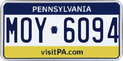 PA license plate MOY6094