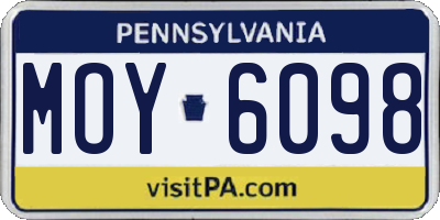 PA license plate MOY6098
