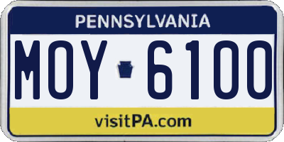 PA license plate MOY6100