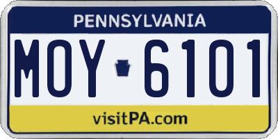 PA license plate MOY6101