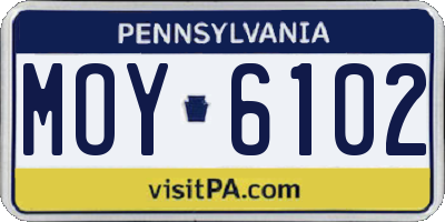 PA license plate MOY6102