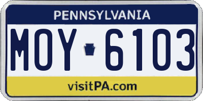 PA license plate MOY6103