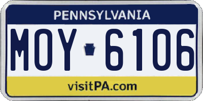 PA license plate MOY6106