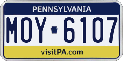PA license plate MOY6107