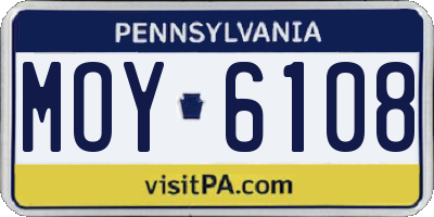 PA license plate MOY6108
