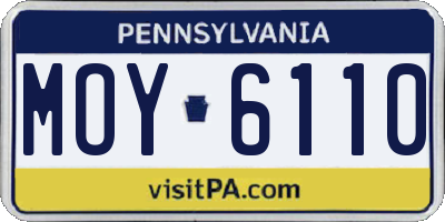 PA license plate MOY6110