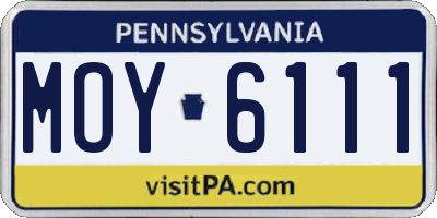 PA license plate MOY6111