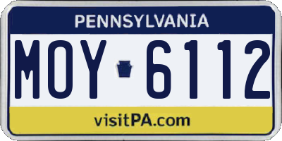 PA license plate MOY6112