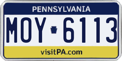 PA license plate MOY6113