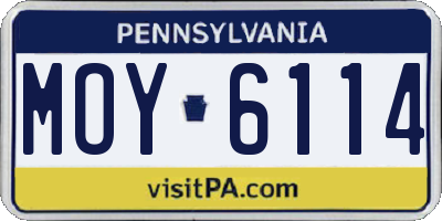 PA license plate MOY6114