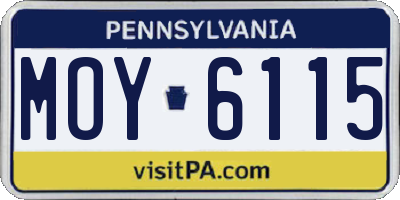 PA license plate MOY6115