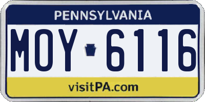 PA license plate MOY6116