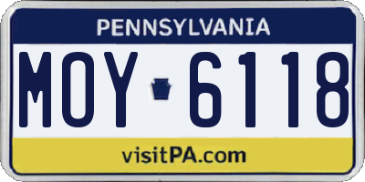 PA license plate MOY6118