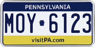 PA license plate MOY6123