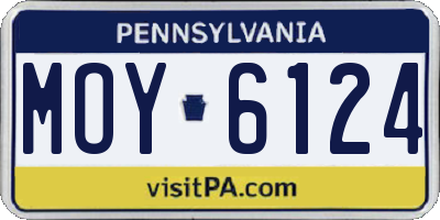 PA license plate MOY6124