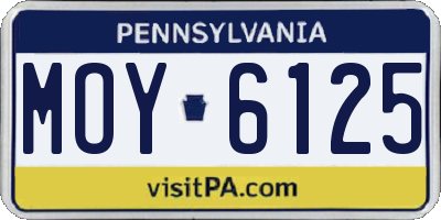 PA license plate MOY6125