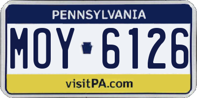 PA license plate MOY6126