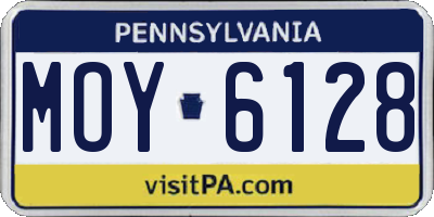 PA license plate MOY6128
