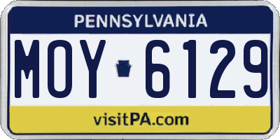 PA license plate MOY6129