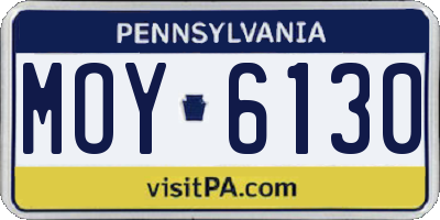 PA license plate MOY6130