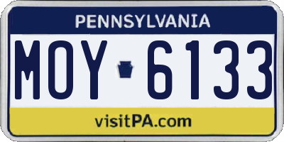 PA license plate MOY6133