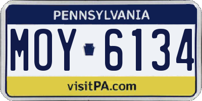 PA license plate MOY6134