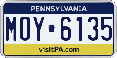 PA license plate MOY6135