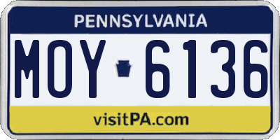 PA license plate MOY6136