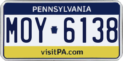PA license plate MOY6138