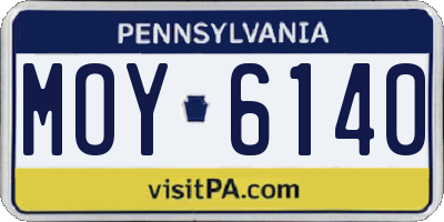 PA license plate MOY6140
