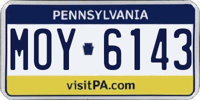 PA license plate MOY6143