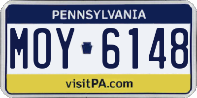PA license plate MOY6148