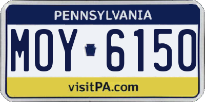 PA license plate MOY6150
