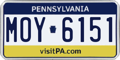 PA license plate MOY6151