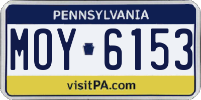 PA license plate MOY6153