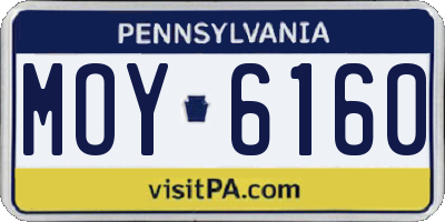 PA license plate MOY6160