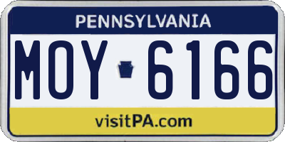 PA license plate MOY6166