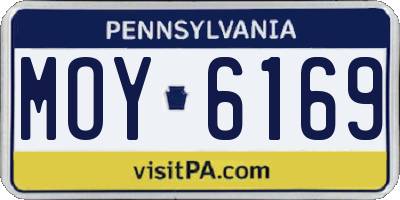 PA license plate MOY6169