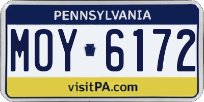 PA license plate MOY6172