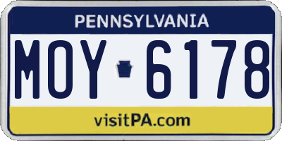 PA license plate MOY6178