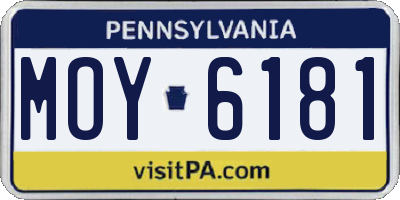 PA license plate MOY6181