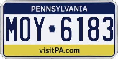 PA license plate MOY6183