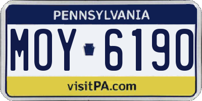PA license plate MOY6190