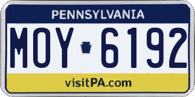 PA license plate MOY6192
