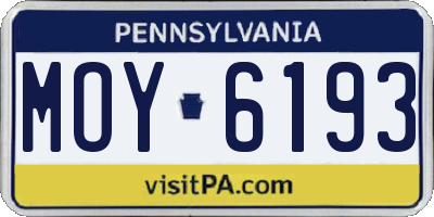 PA license plate MOY6193