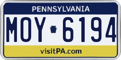 PA license plate MOY6194