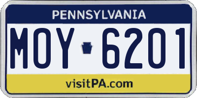 PA license plate MOY6201