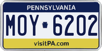 PA license plate MOY6202