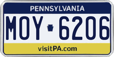 PA license plate MOY6206